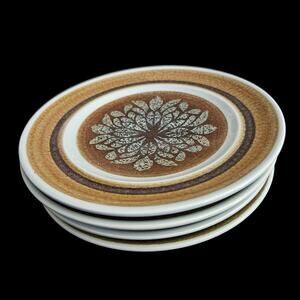 Vintage Franciscan Madeira Bread Plates Set of Four Brown Floral USA